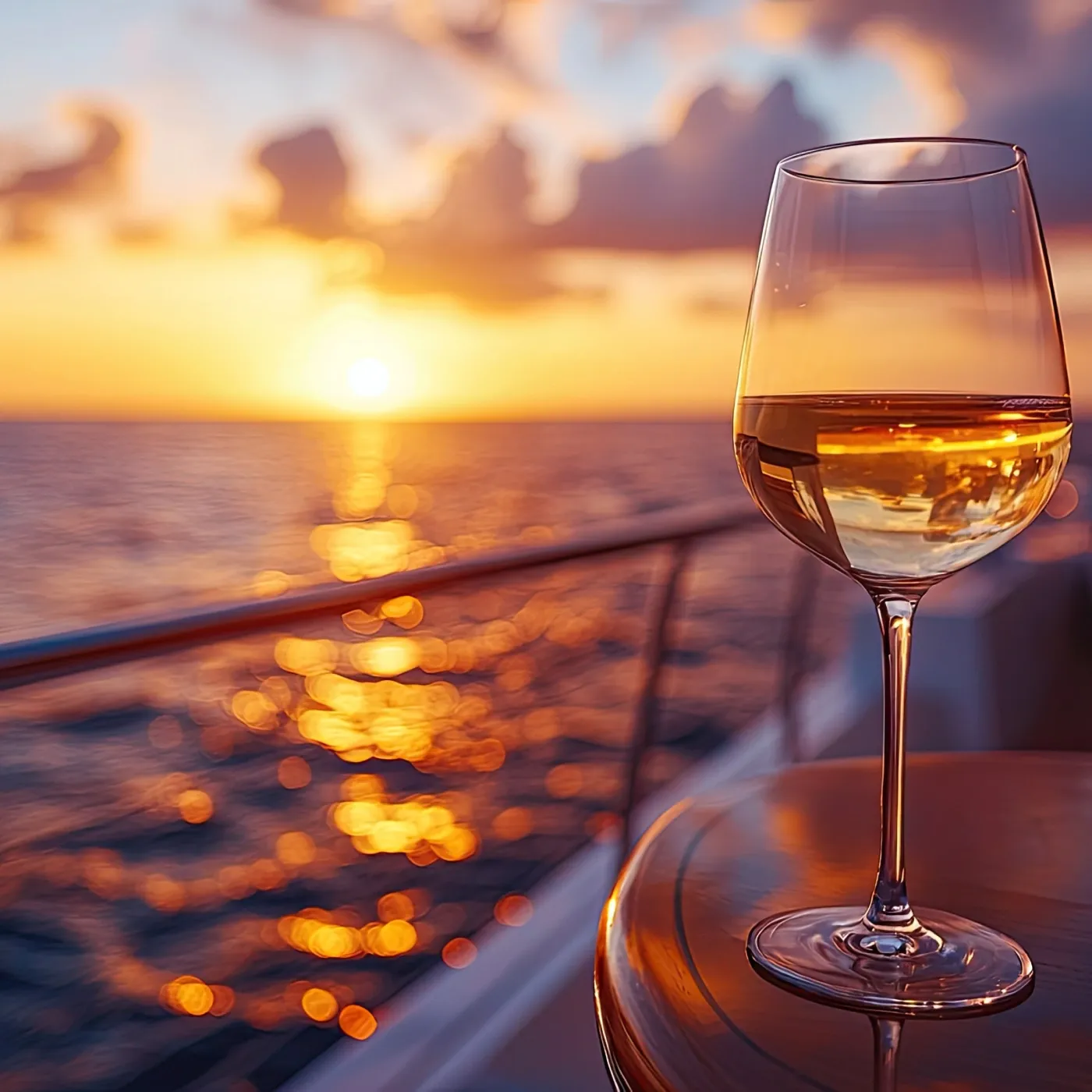 Verre de vin coucher de soleil